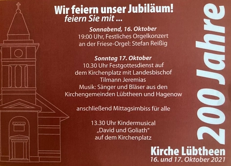 2021 200 Jahre Kirche Lübtheen&nbsp;&copy;&nbsp;Stadt Lübtheen